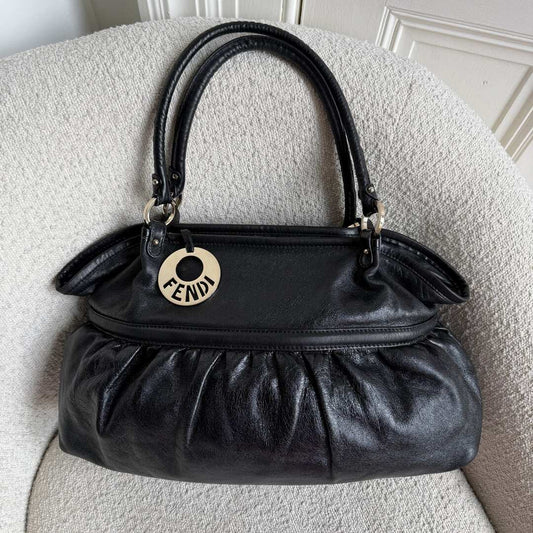 Fendi Chef Black Leather Shoulder Bag
