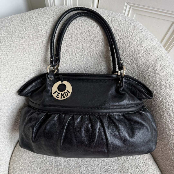 Fendi Chef Black Leather Shoulder Bag