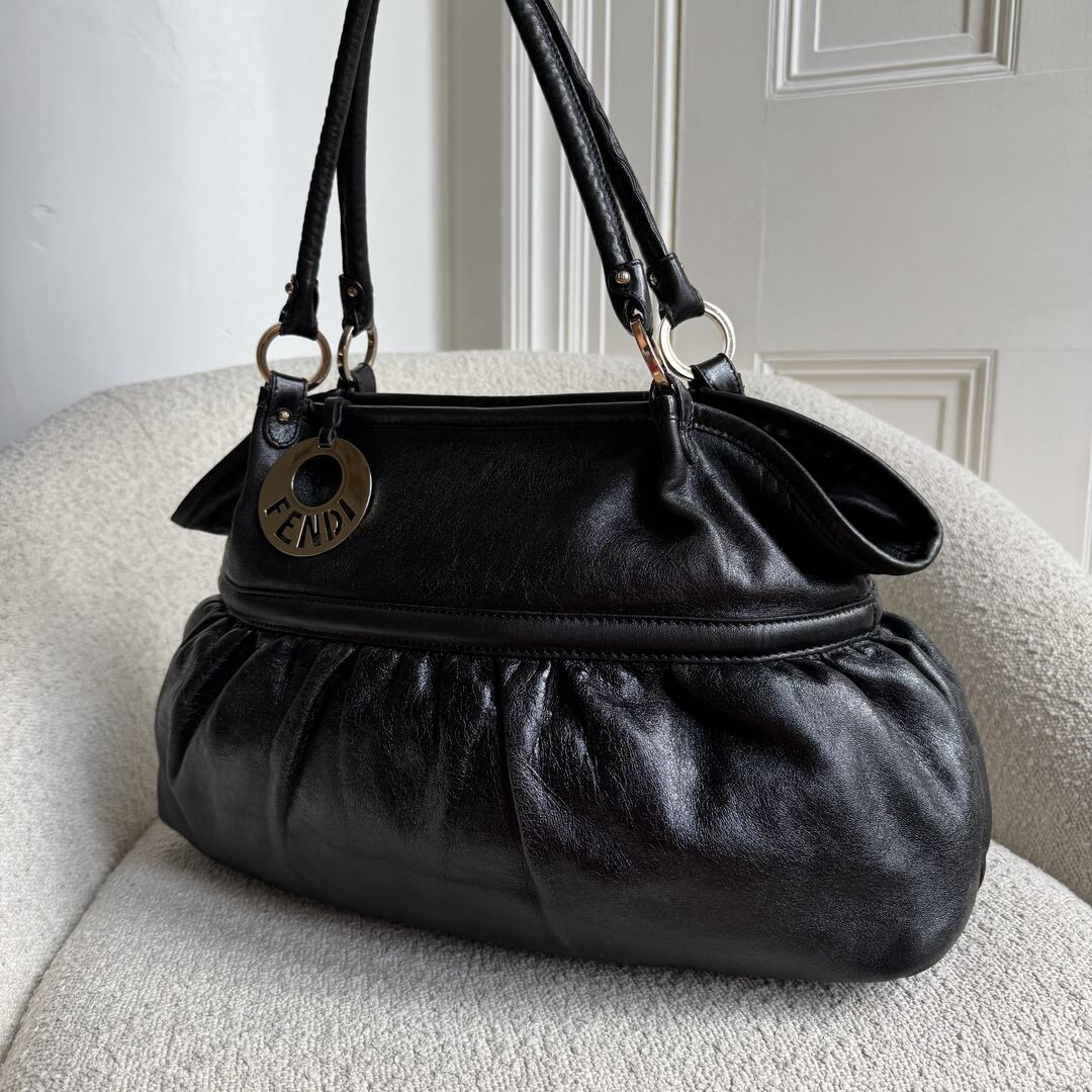 Fendi Chef Black Leather Shoulder Bag