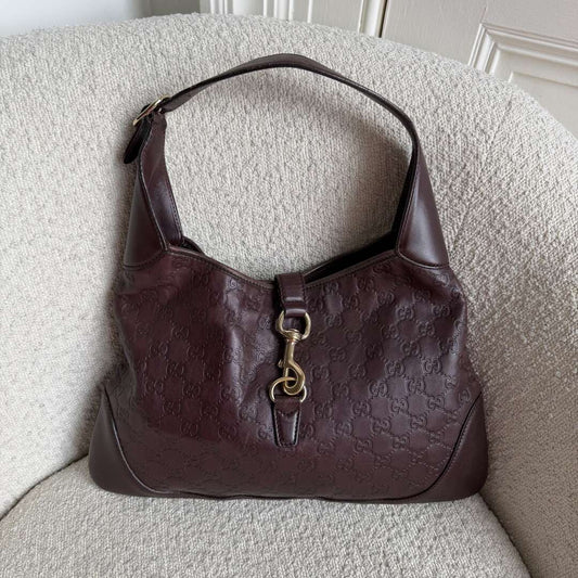 Gucci Guccissima Jackie Leather Brown Shoulder Bag