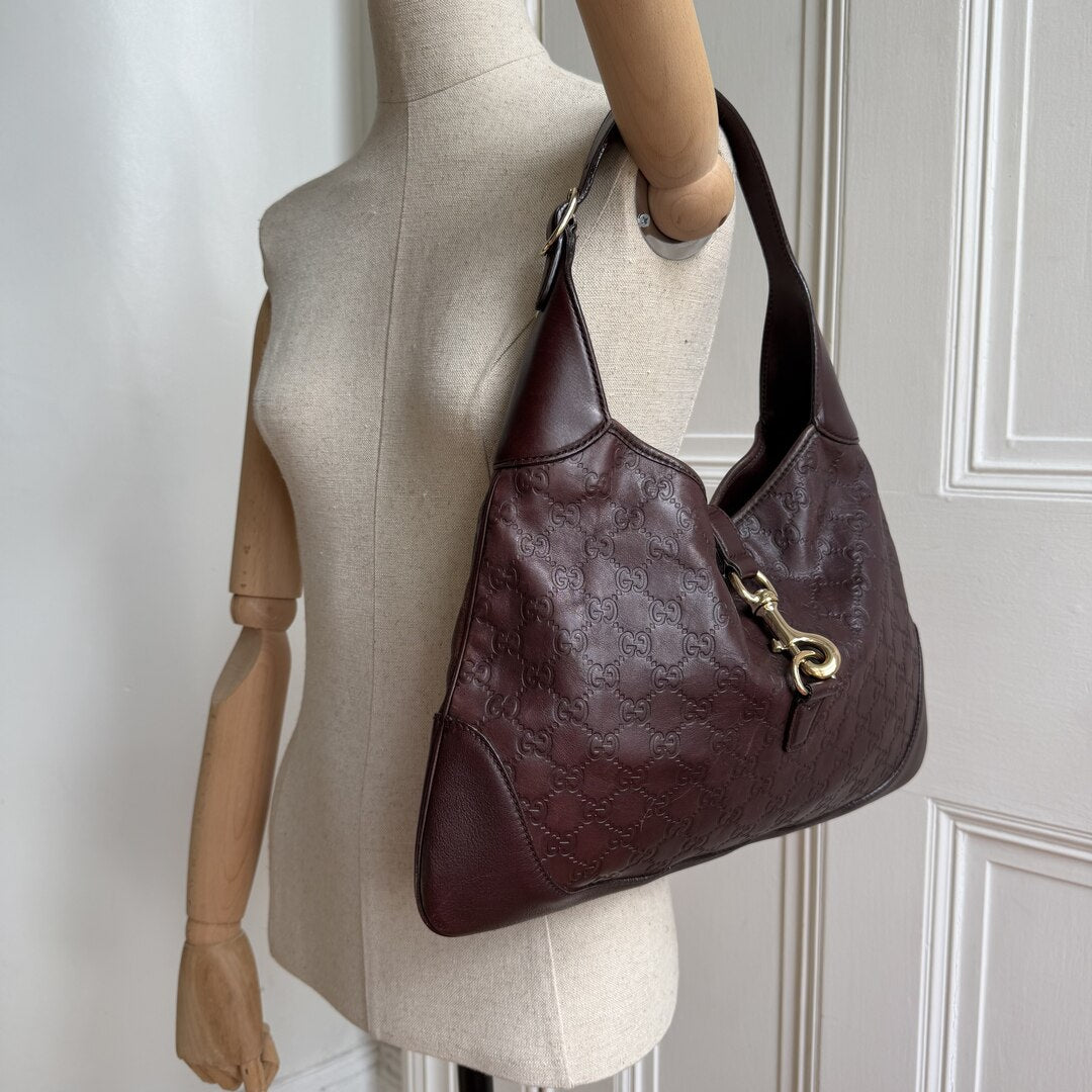 Gucci Guccissima Jackie Leather Brown Shoulder Bag