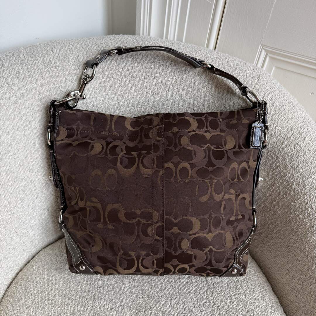Coach Signature Brown Large Shoulder Bag