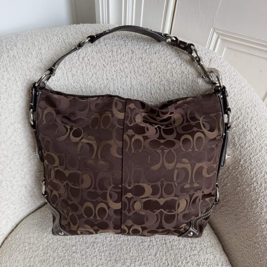 Coach Signature Brown Large Shoulder Bag