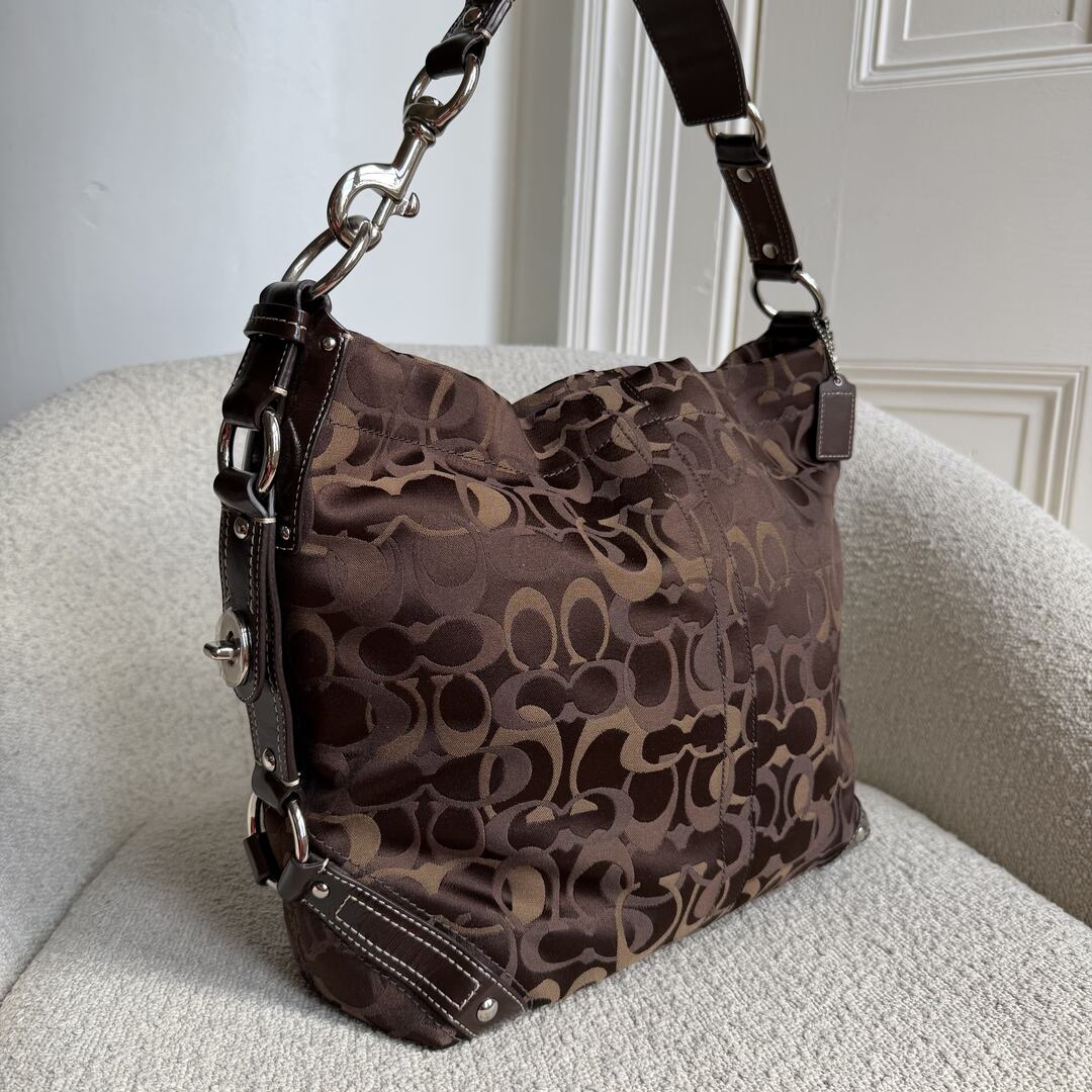Coach Signature Brown Large Shoulder Bag