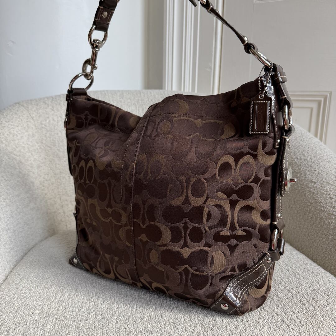 Coach Signature Brown Large Shoulder Bag