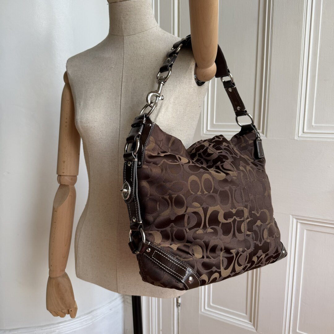 Coach Signature Brown Large Shoulder Bag