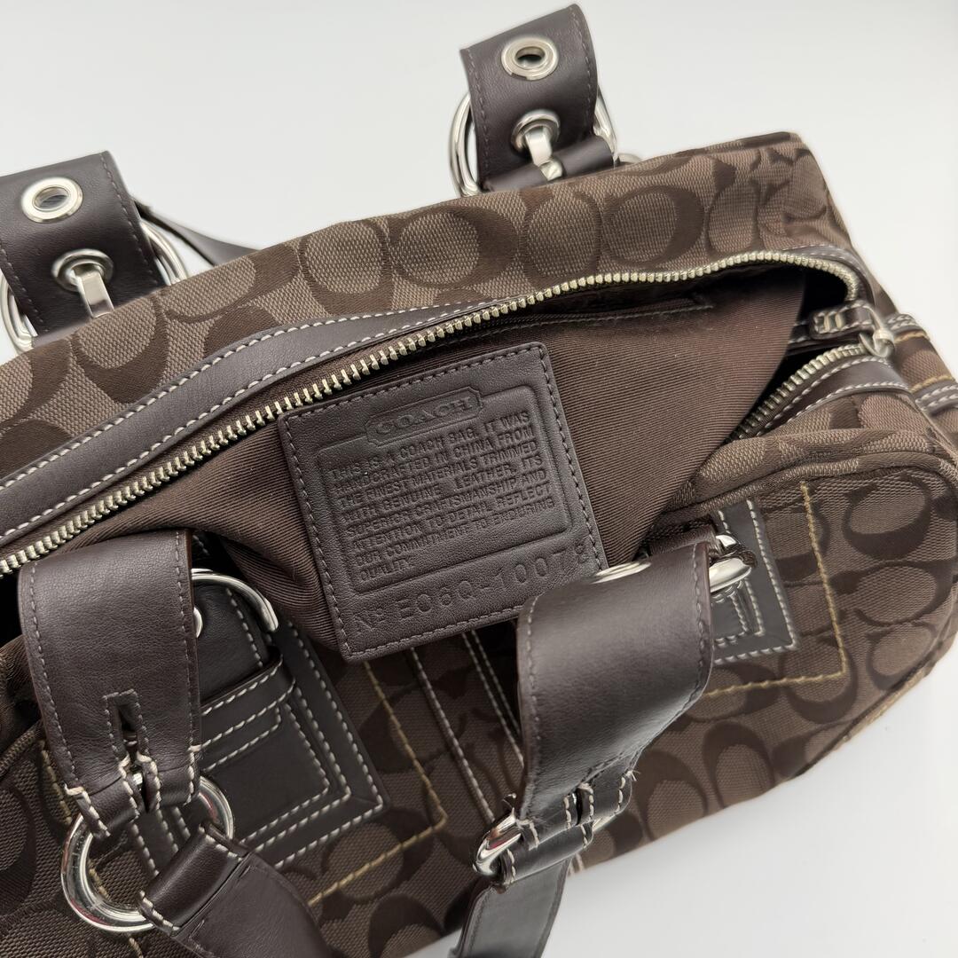 Coach Signature Boston Brown Shoulder Bag