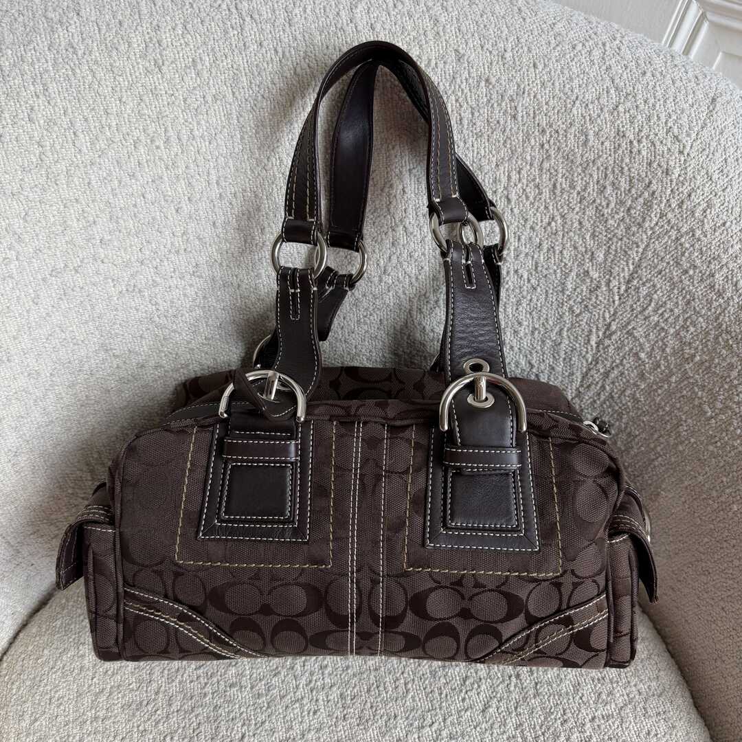 Coach Signature Boston Brown Shoulder Bag