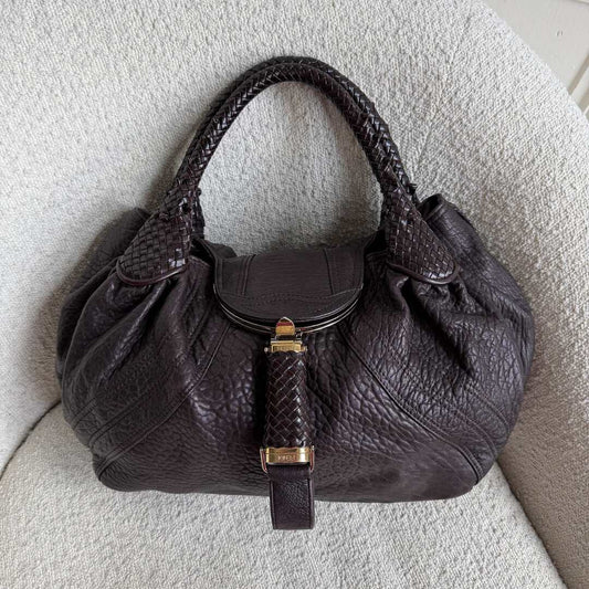 Fendi Spy Dark Brown Leather Handbag