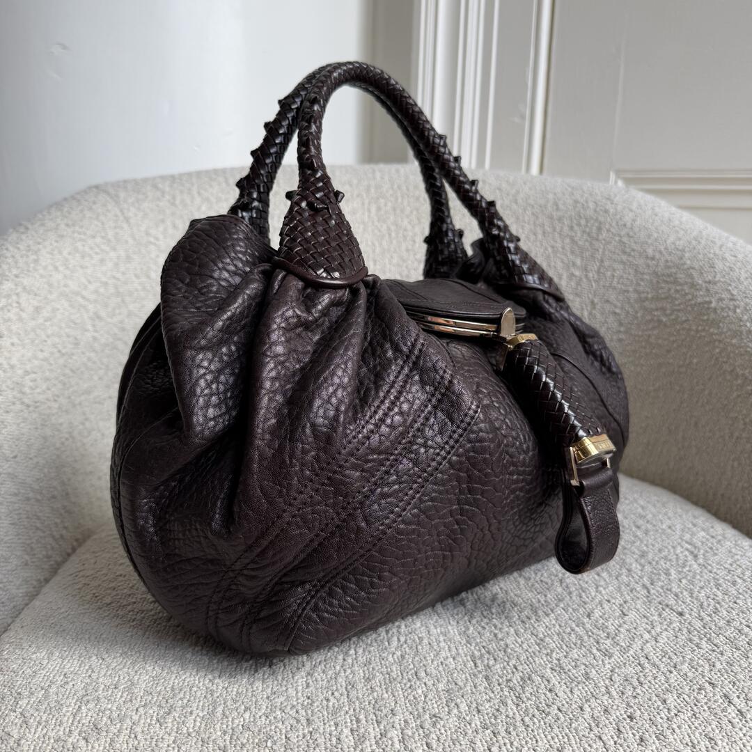 Fendi Spy Dark Brown Leather Handbag