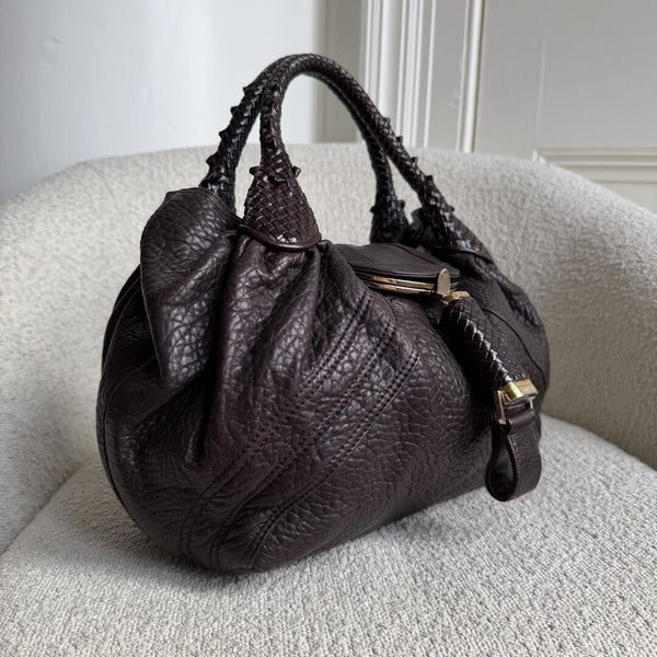 Fendi Spy Dark Brown Leather Handbag