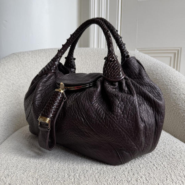 Fendi Spy Dark Brown Leather Handbag