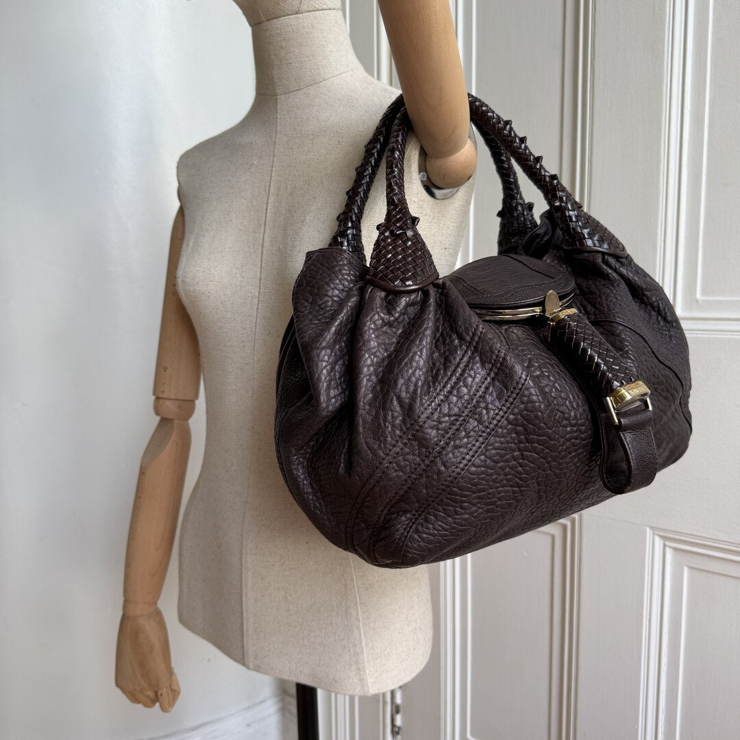 Fendi Spy Dark Brown Leather Handbag