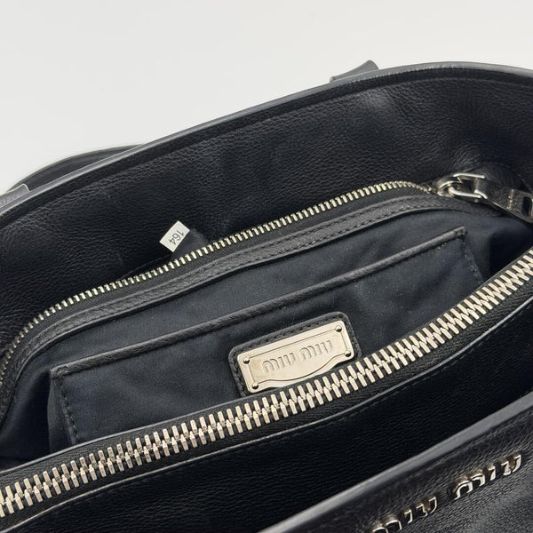 Miu Miu Vitello Leather Black Shoulder Bag