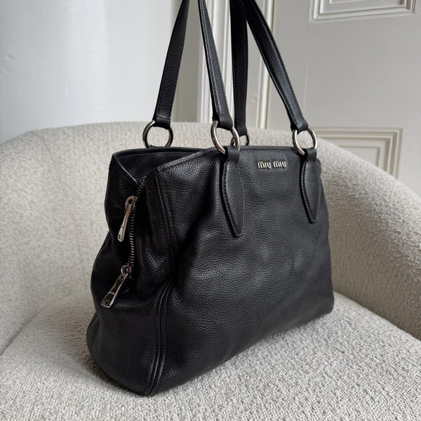 Miu Miu Vitello Leather Black Shoulder Bag