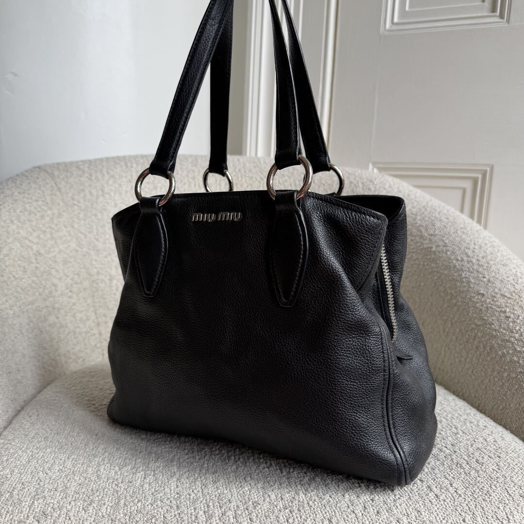 Miu Miu Vitello Leather Black Shoulder Bag
