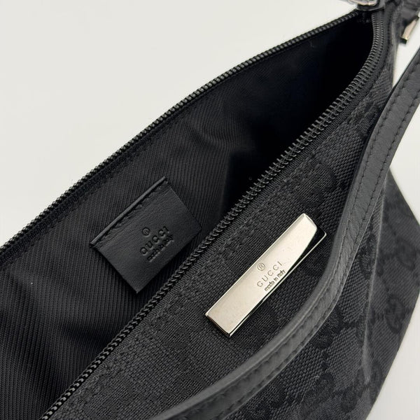 Gucci GG Monogram Black Boat Pochette Handbag
