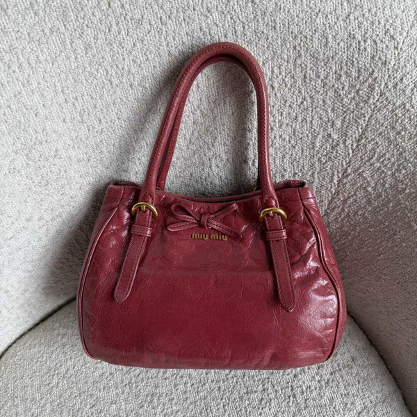 Miu Miu Vitello Bow Pink Leather Handbag