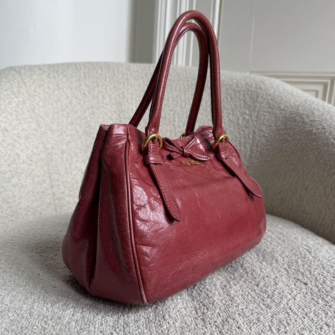Miu Miu Vitello Bow Pink Leather Handbag