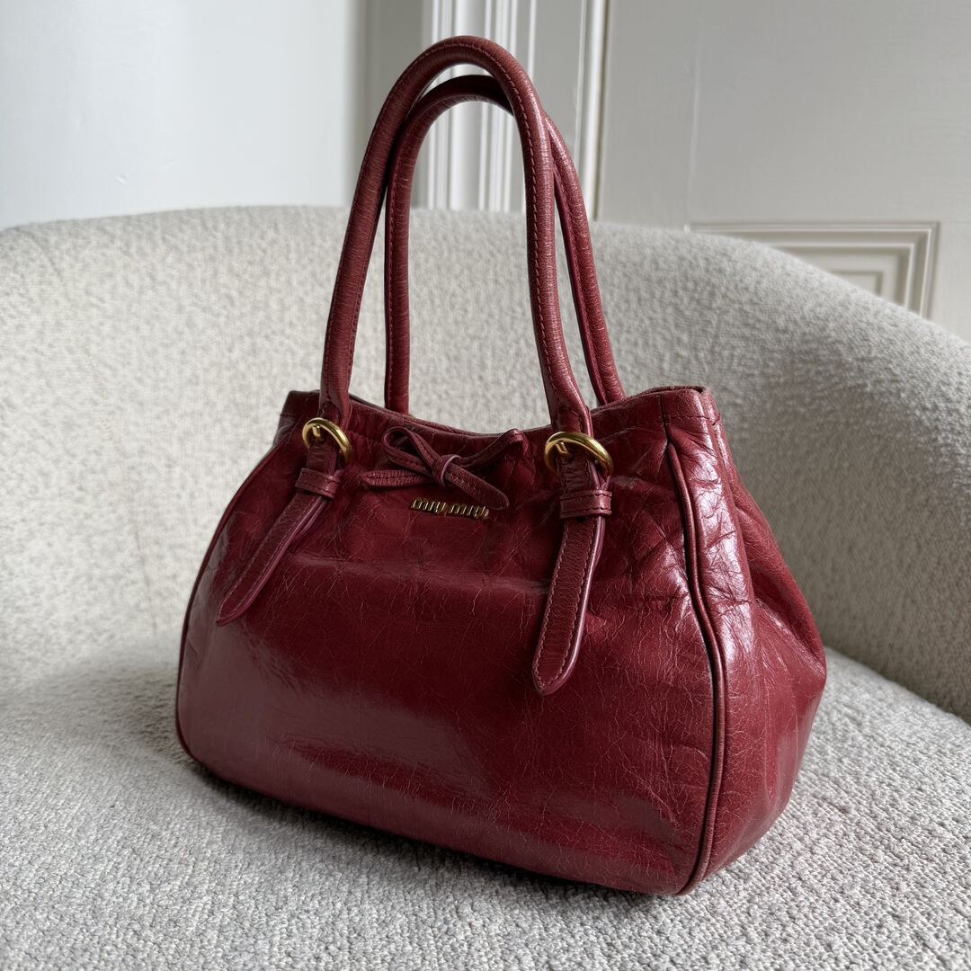 Miu Miu Vitello Bow Pink Leather Handbag