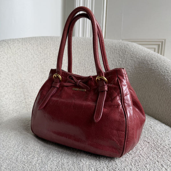 Miu Miu Vitello Bow Pink Leather Handbag