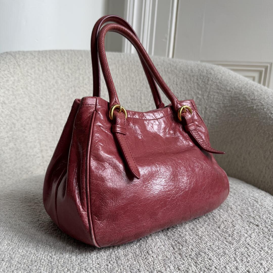 Miu Miu Vitello Bow Pink Leather Handbag