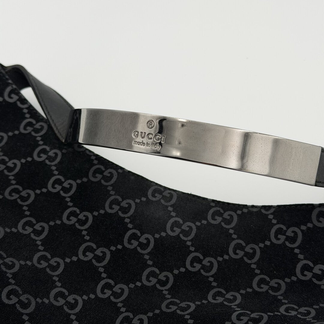 Gucci GG Monogram Suede Navy Shoulder Bag