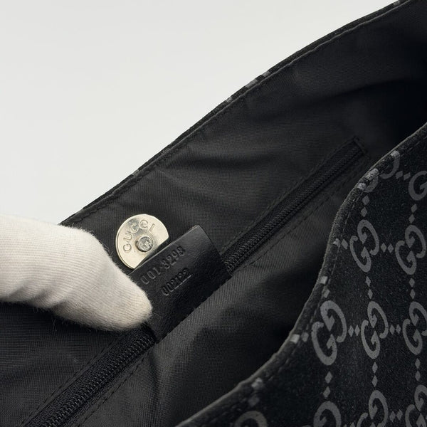 Gucci GG Monogram Suede Navy Shoulder Bag