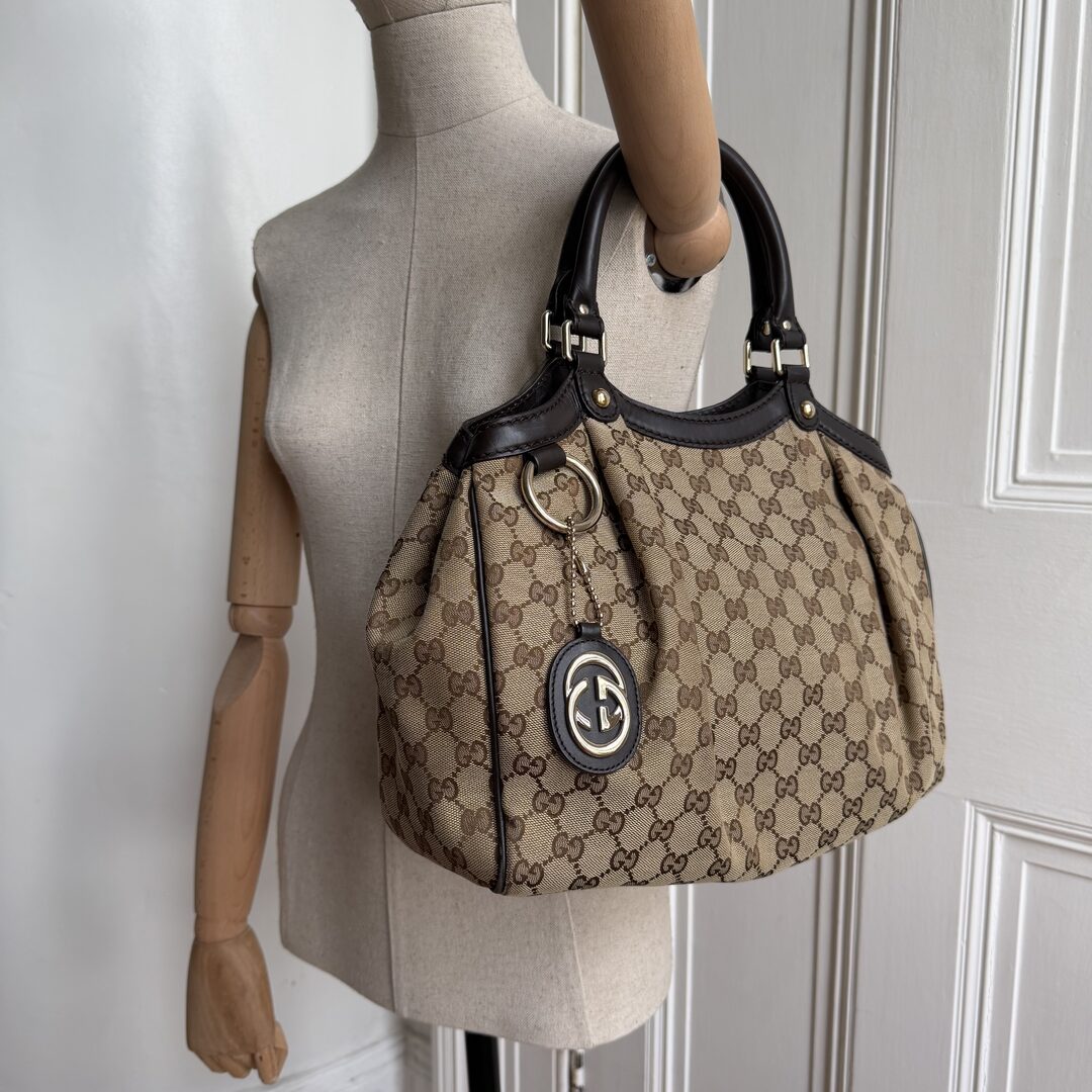 Gucci GG Canvas Sukey Brown Tote Bag