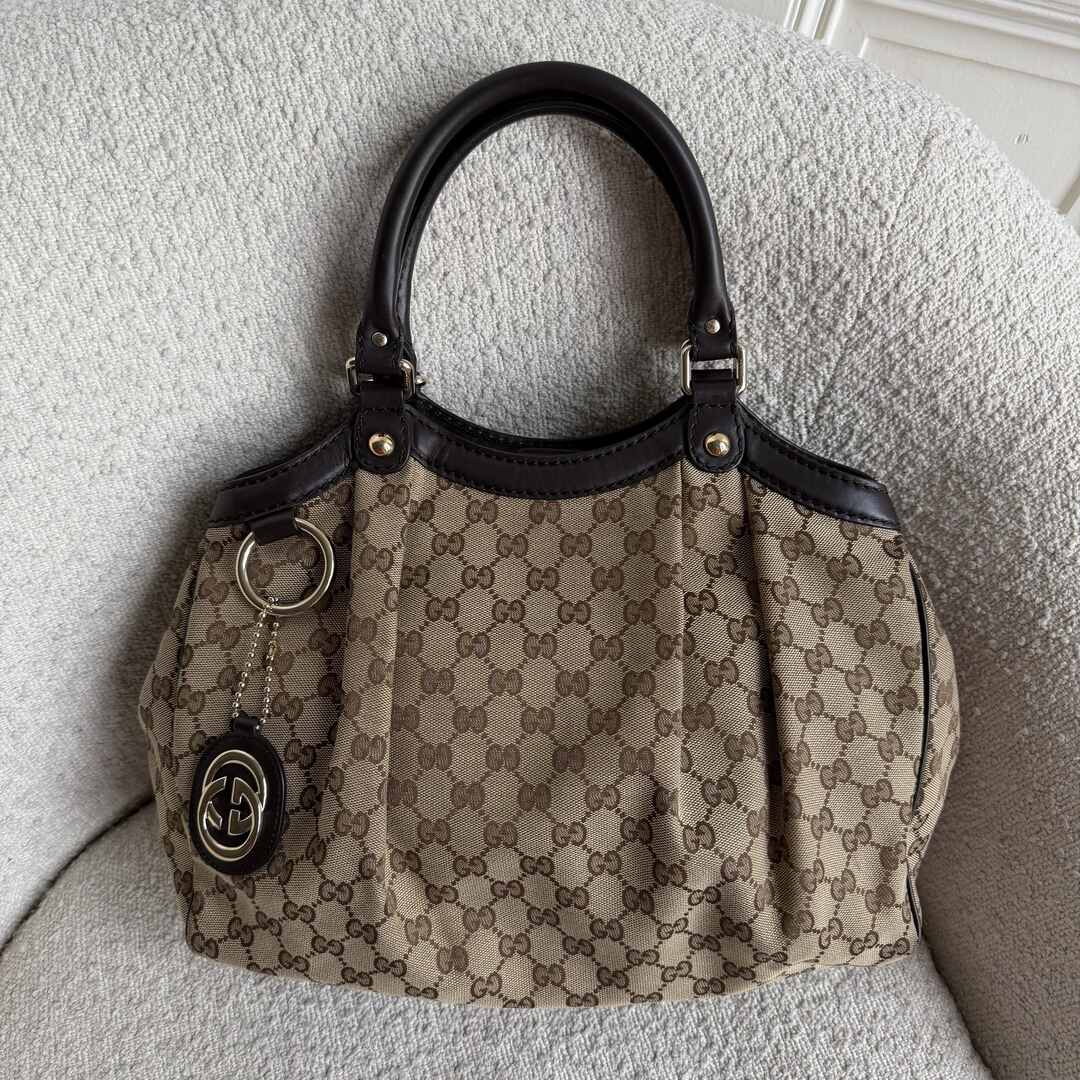 Gucci GG Canvas Sukey Brown Tote Bag