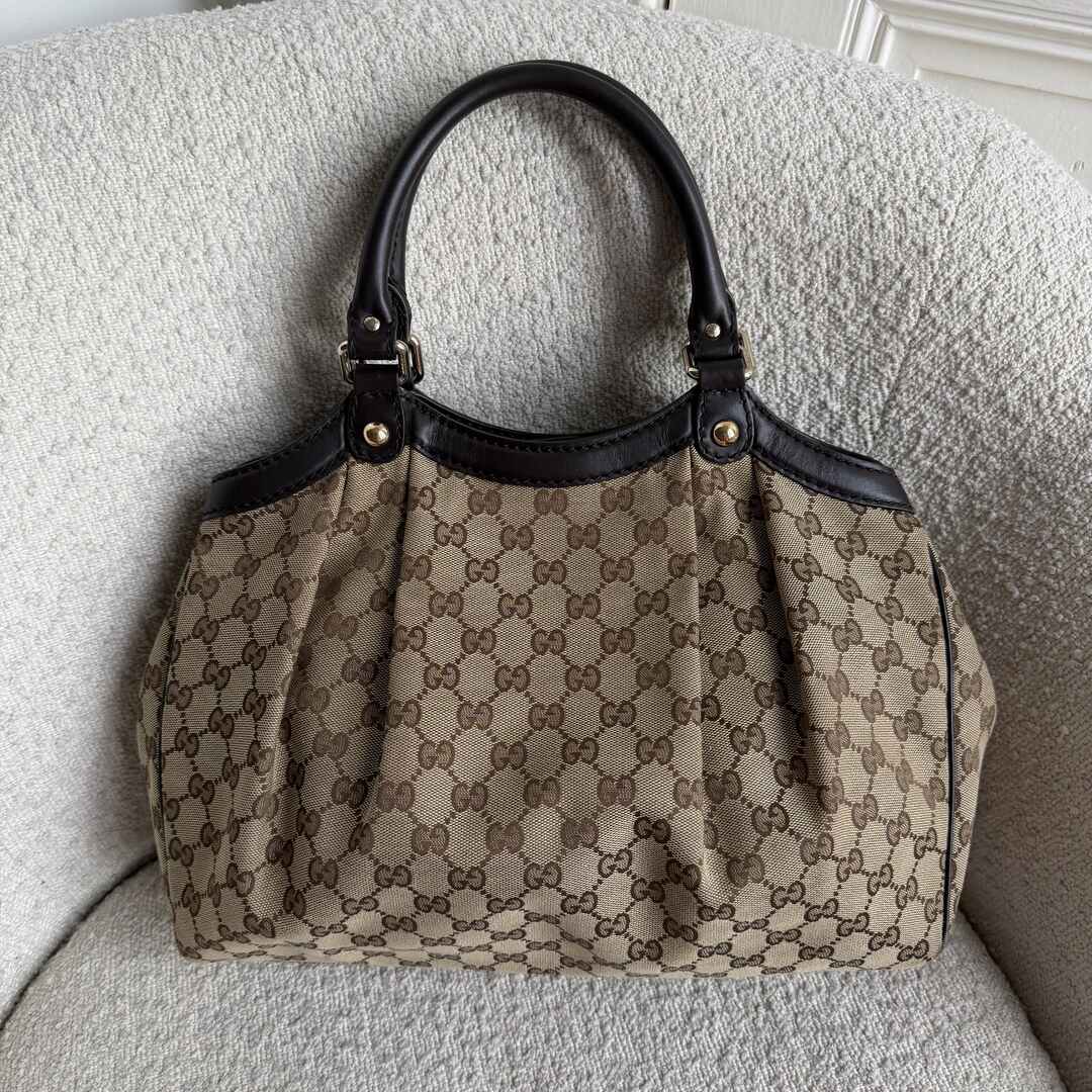 Gucci GG Canvas Sukey Brown Tote Bag