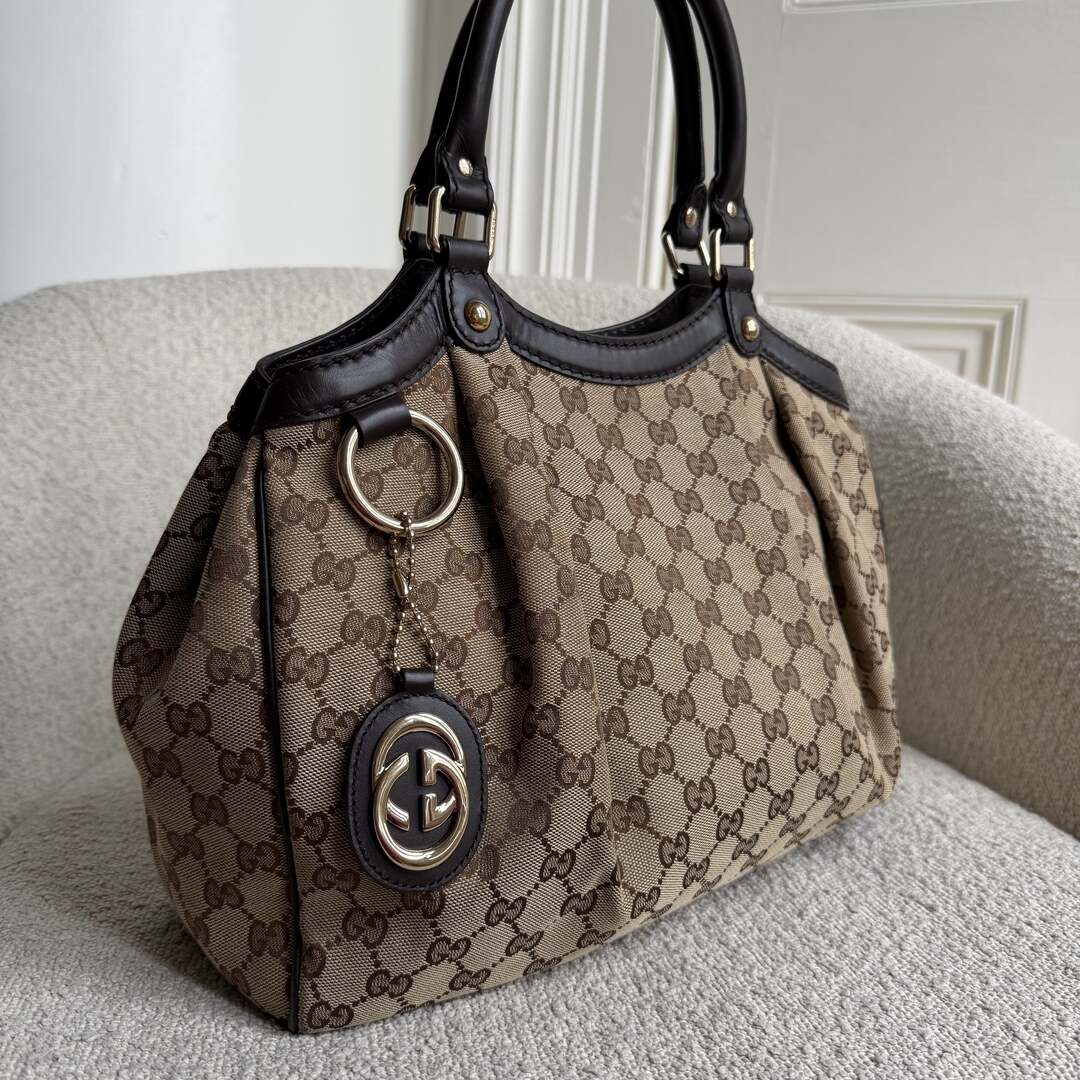 Gucci GG Canvas Sukey Brown Tote Bag