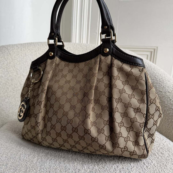 Gucci GG Canvas Sukey Brown Tote Bag