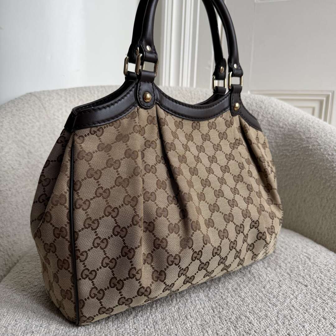 Gucci GG Canvas Sukey Brown Tote Bag