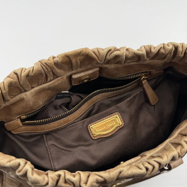 Miu Miu Vitello Leather Brown Handbag