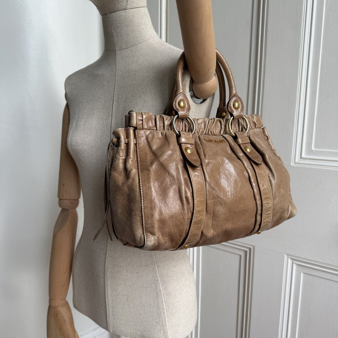 Miu Miu Vitello Leather Brown Handbag