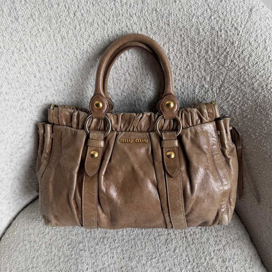 Miu Miu Vitello Leather Brown Handbag