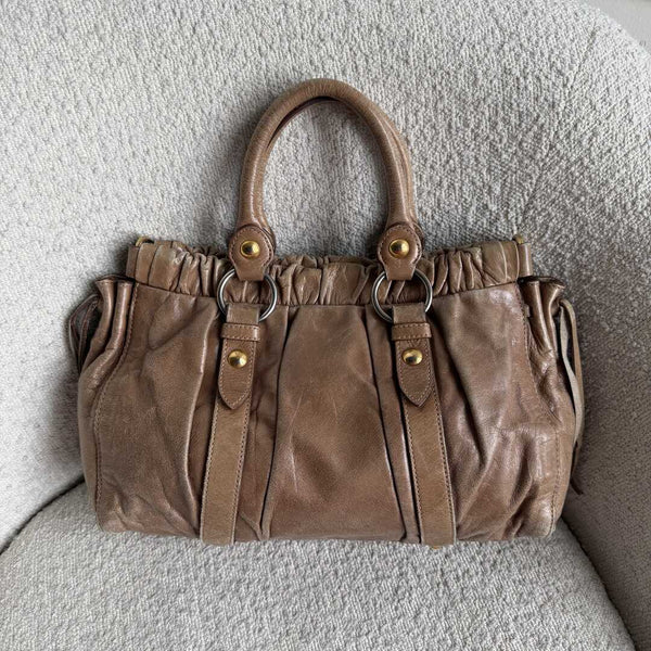 Miu Miu Vitello Leather Brown Handbag