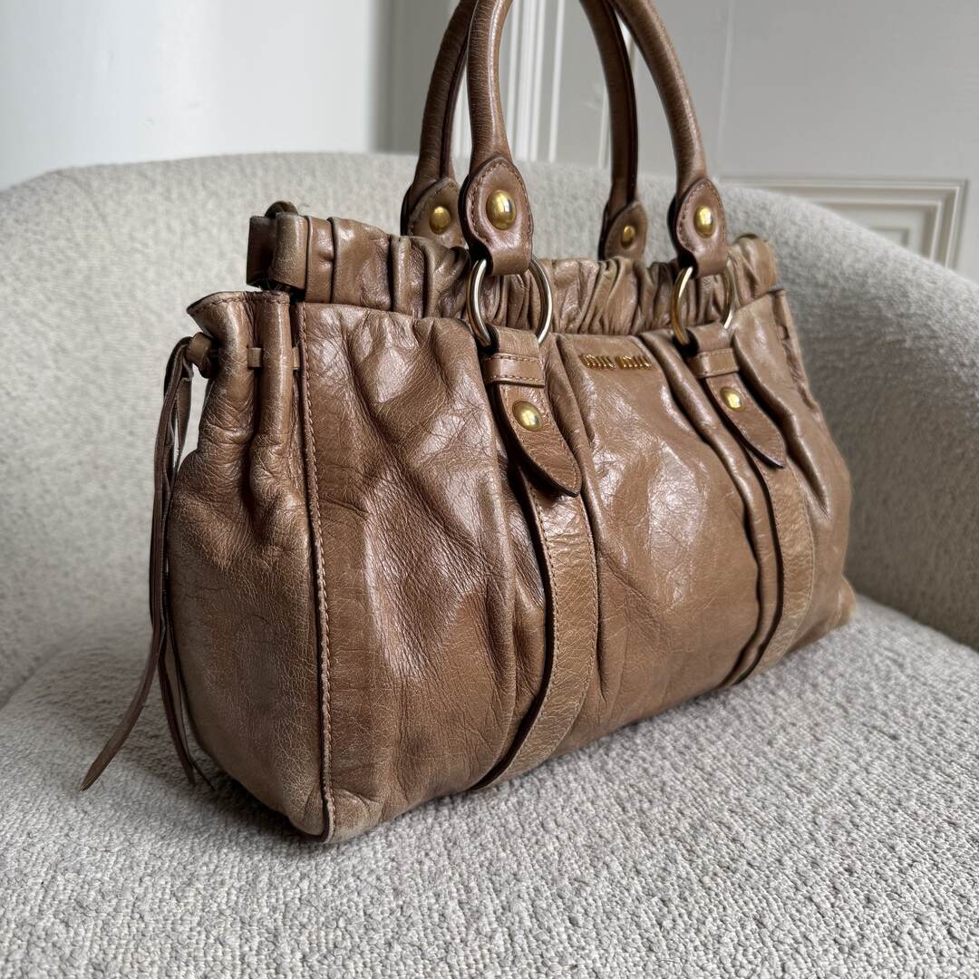 Miu Miu Vitello Leather Brown Handbag