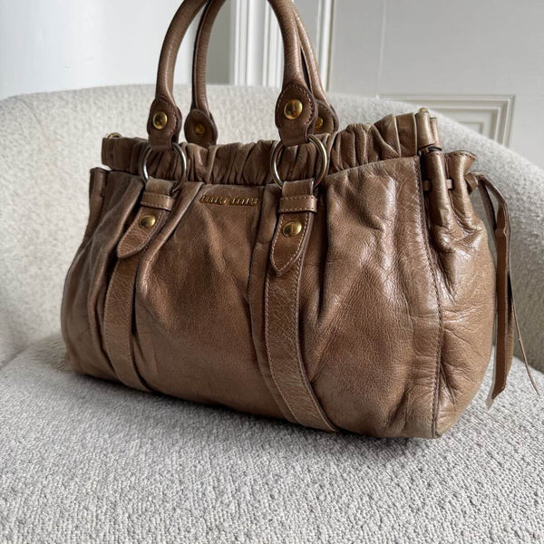 Miu Miu Vitello Leather Brown Handbag