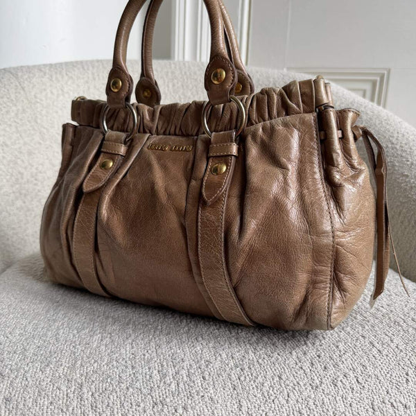 Miu Miu Vitello Leather Brown Handbag