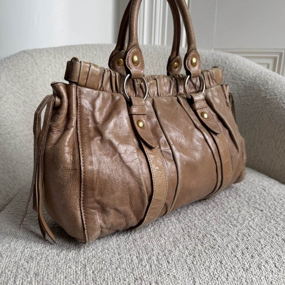 Miu Miu Vitello Leather Brown Handbag