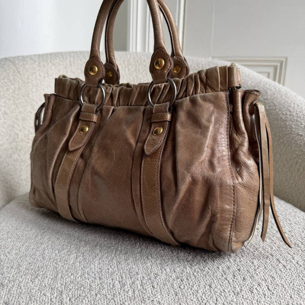 Miu Miu Vitello Leather Brown Handbag