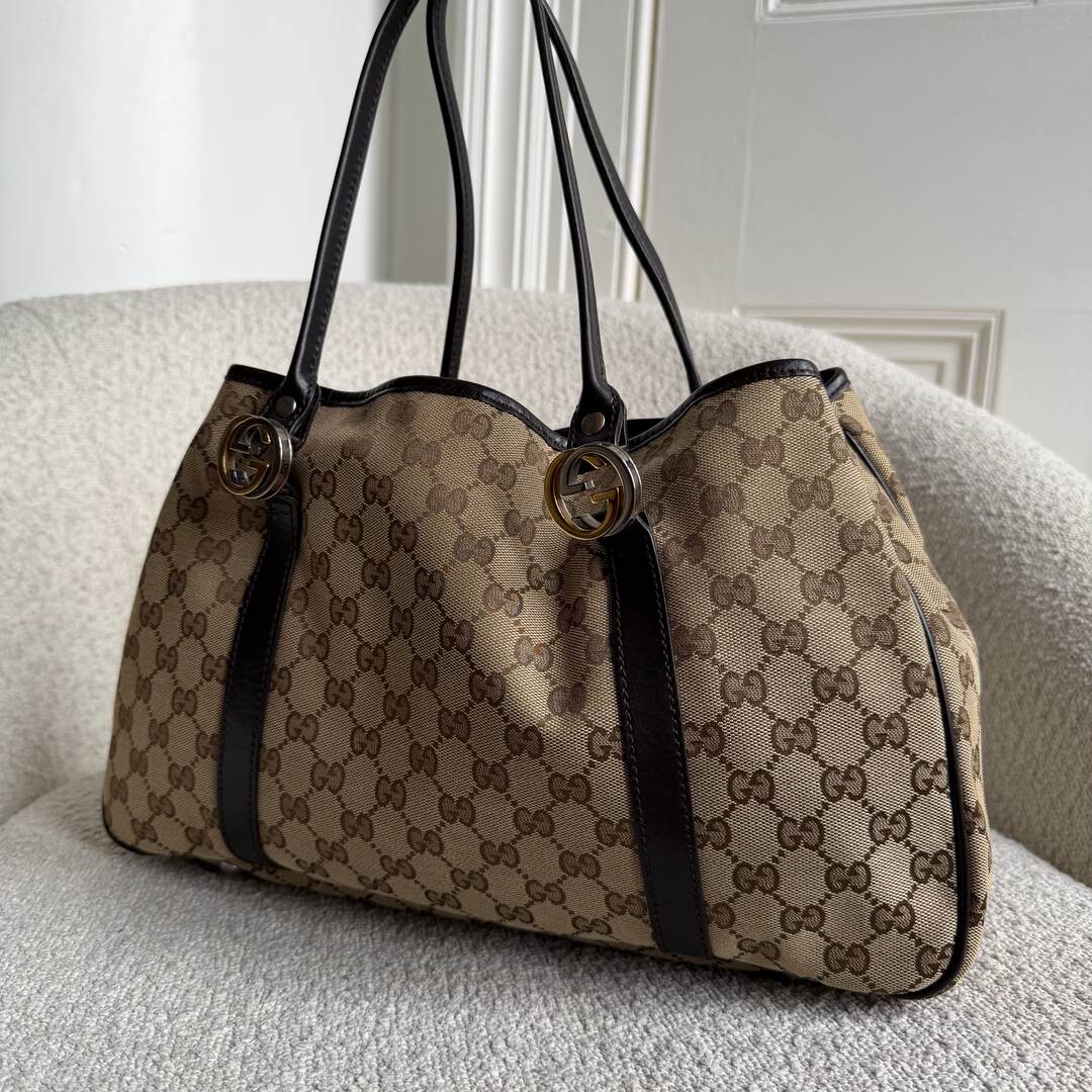 Gucci GG Twins Black Leather Tote Bag