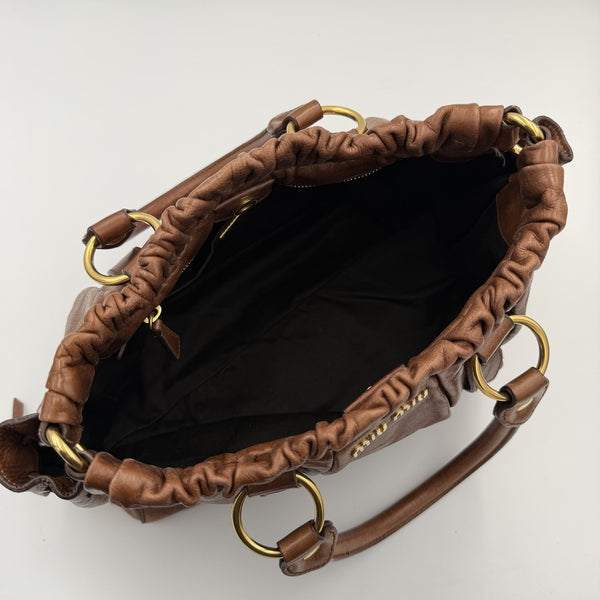 Miu Miu Vitello Leather Brown Handbag