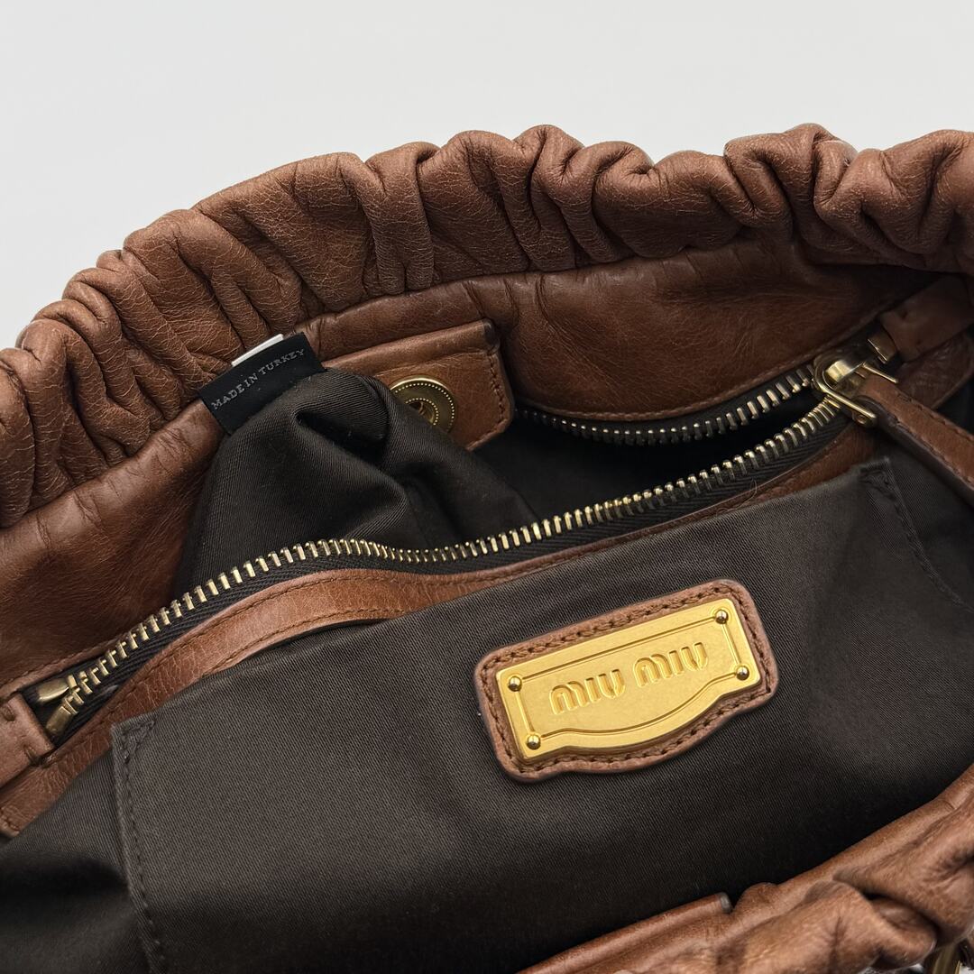 Miu Miu Vitello Leather Brown Handbag