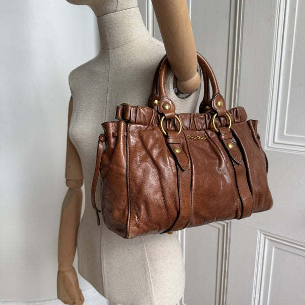 Miu Miu Vitello Leather Brown Handbag