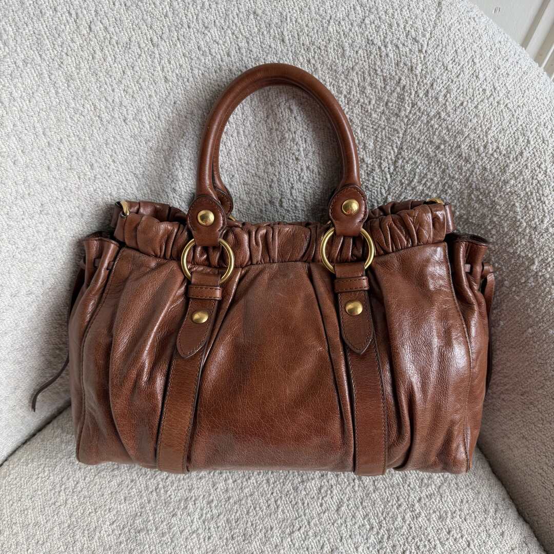 Miu Miu Vitello Leather Brown Handbag