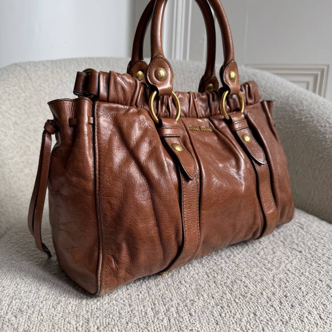 Miu Miu Vitello Leather Brown Handbag