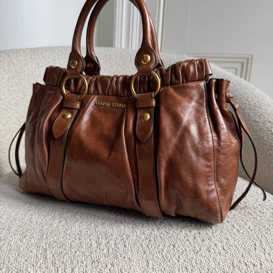 Miu Miu Vitello Leather Brown Handbag